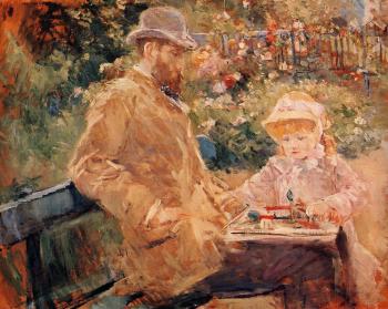 貝爾特 摩裡索特 Eugene Manet and His Daughter at Bougival